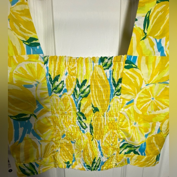 NWT AQUA Bloomingdale’s Lemon Smocked Cropped Top SMALL - Picture 11 of 15
